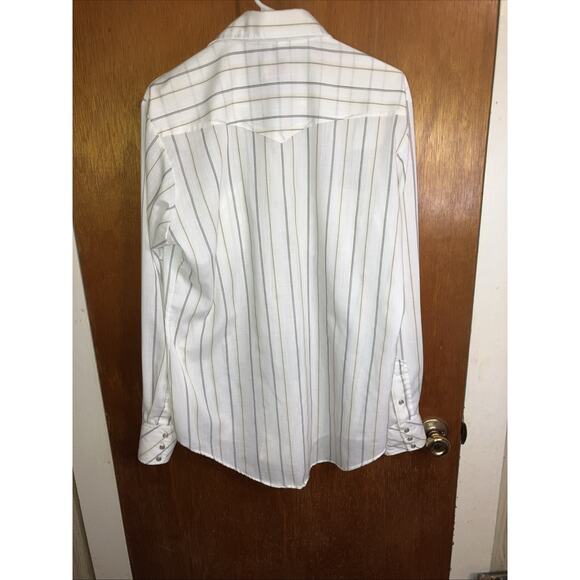 Vtg Miller Western Wear Men's 16x35 Pearl Snap Shirt White Stripped - Picture 9 of 11